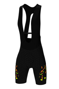 Women's Unique Cargo Bib Shorts - Gravel Party Black Design