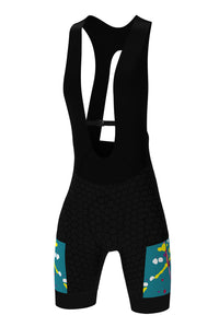Women's Unique Cargo Bib Shorts - Gravel Party White Design