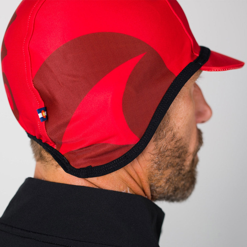 Red Winter Cycling Cap - Alpine Thermal - Ear Coverage