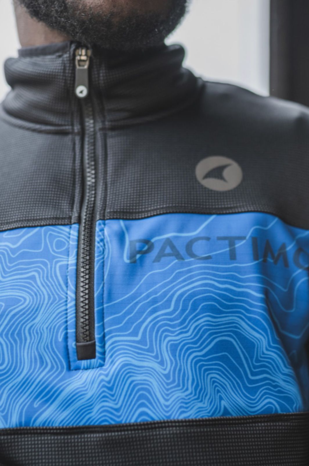 Men's Blue Casual Off-Bike Pullover - Zipper Detail