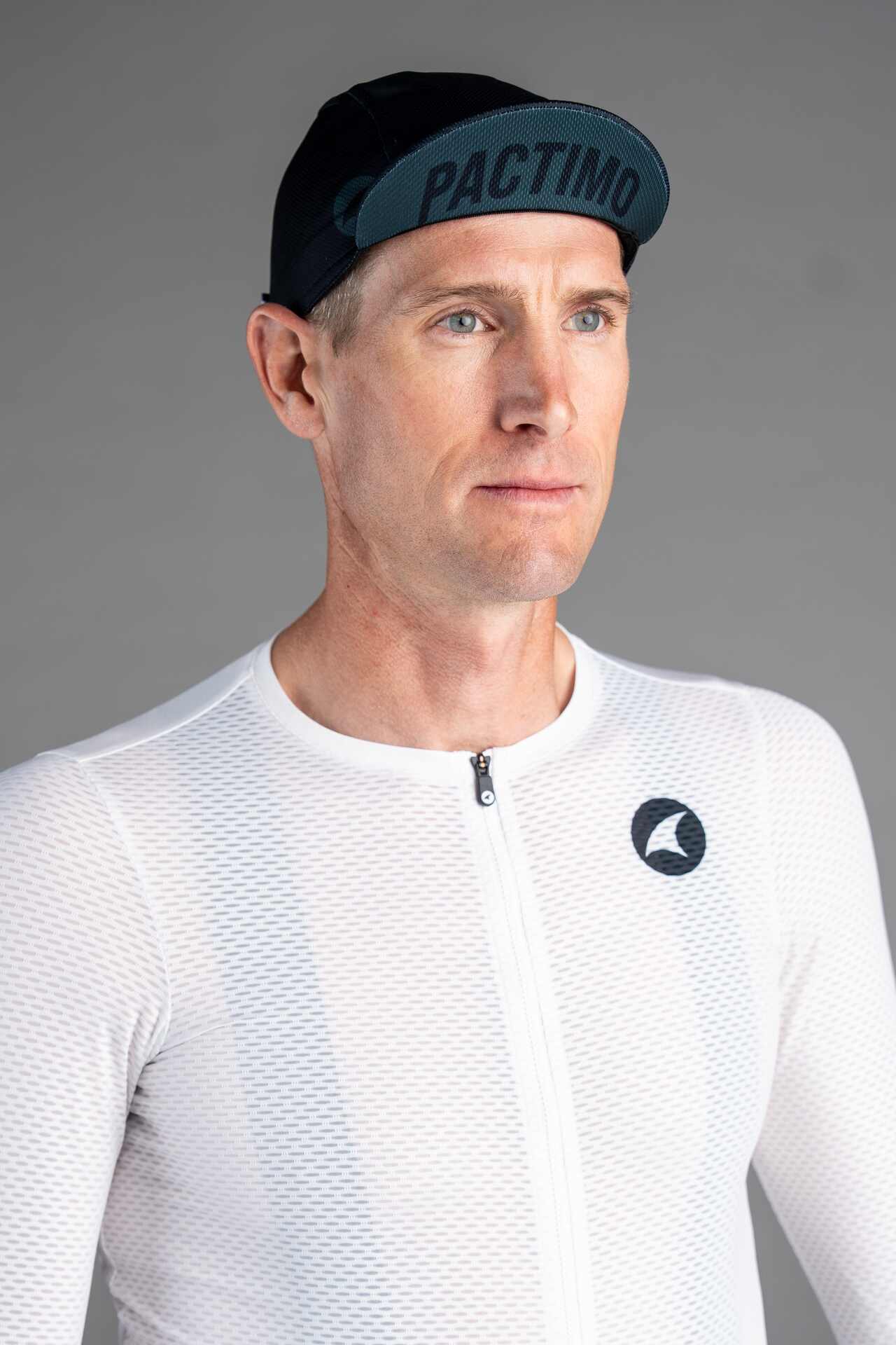 Black Cycling Cap - Visor Up