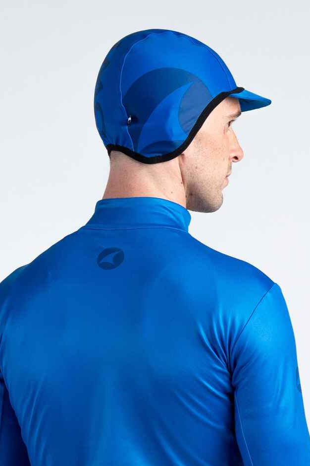 Blue Winter Cycling Cap - Alpine Thermal Back View