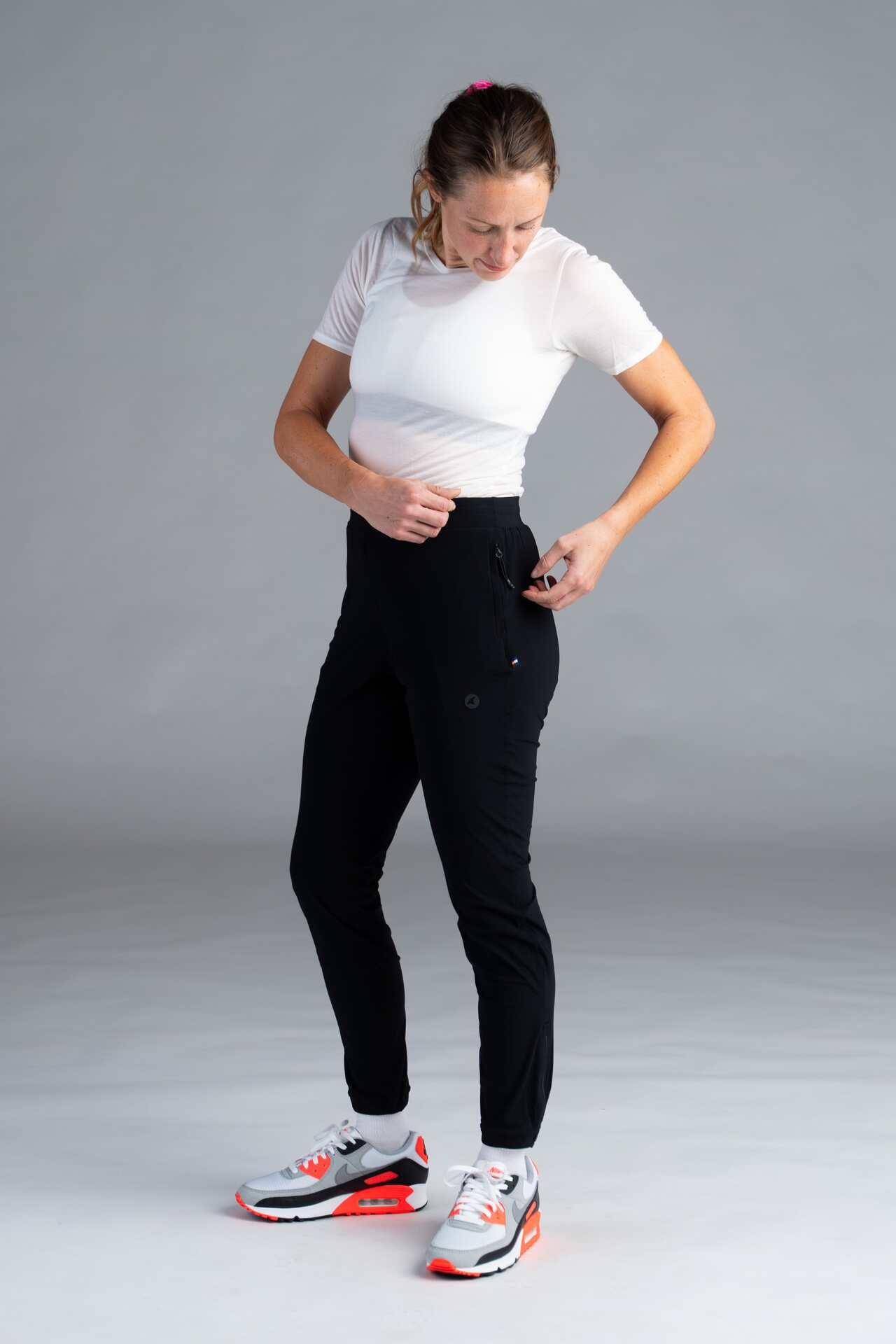 Women's Black Bike Joggers - Front View