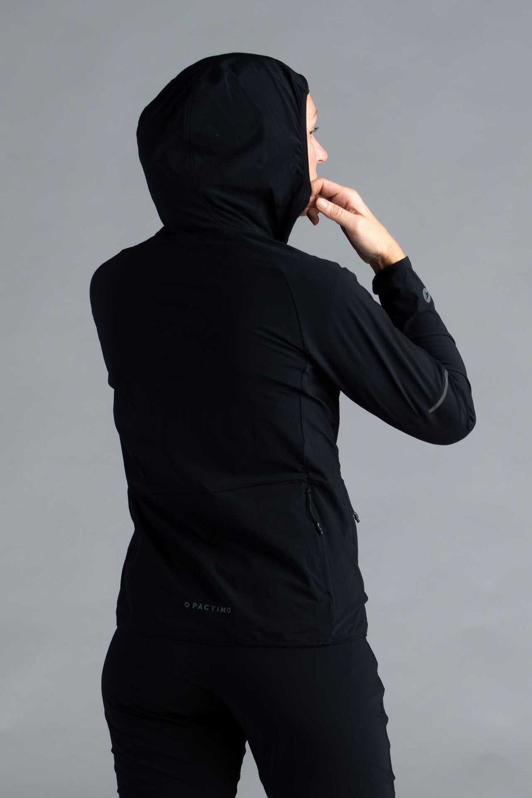 Women's Packable Black Lightweight Cycling Jacket - Back View