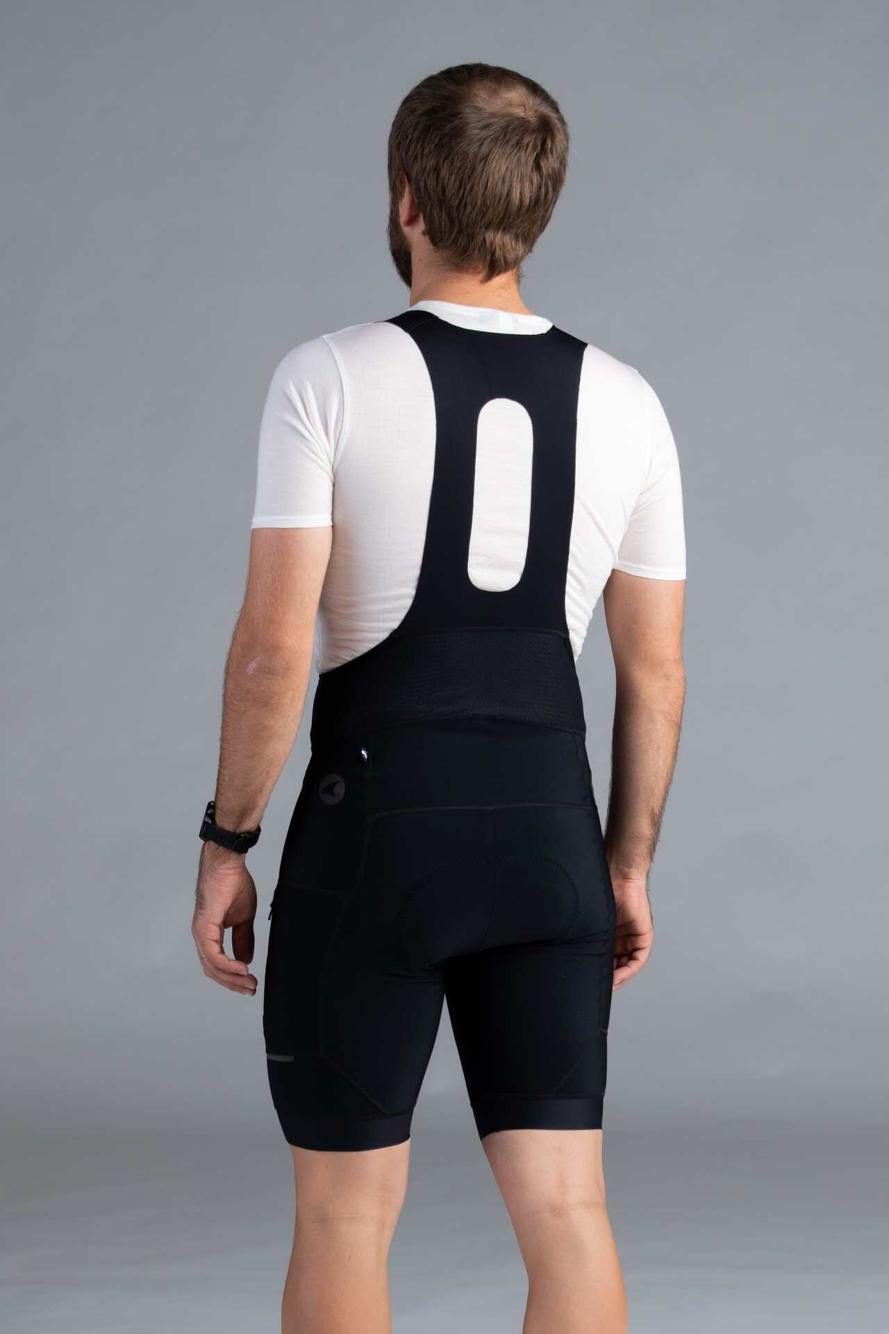 Men's Black Thermal Cycling Bibs - Back View