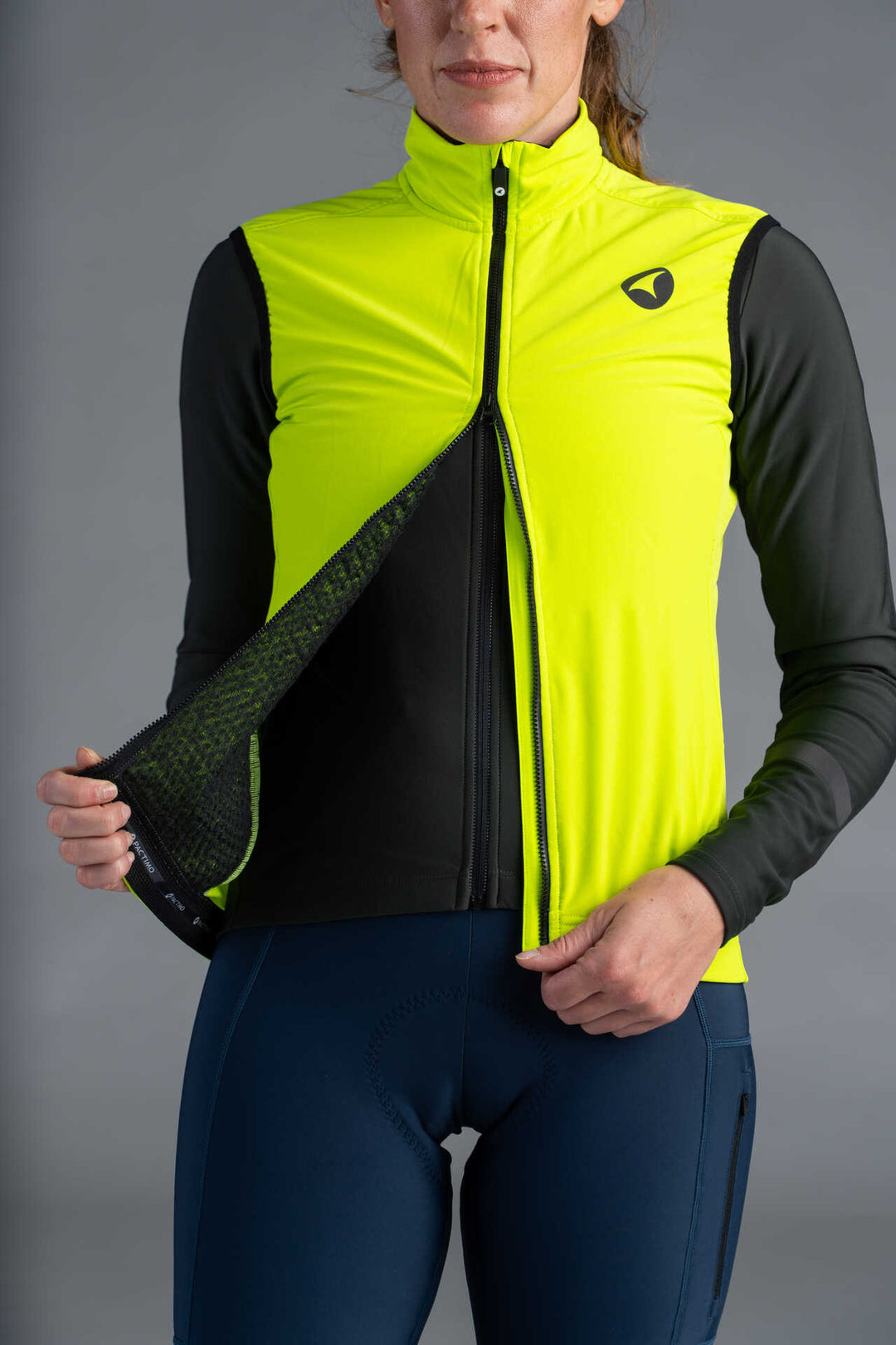 Women's High-Visibility Thermal Cycling Vest - Two-Way Front Zipper