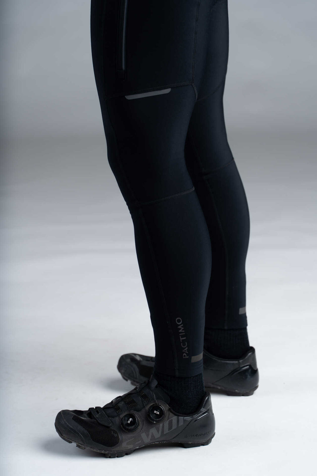 Men's Black Thermal Cycling Bib Tights - Reflective on Legs