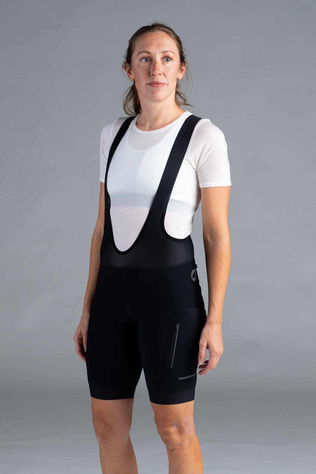 Women's Thermal Cycling Bibs with Pockets - Front View