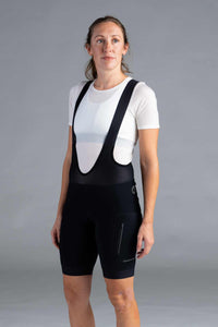 Women's Thermal Cycling Bibs with Pockets - Front View