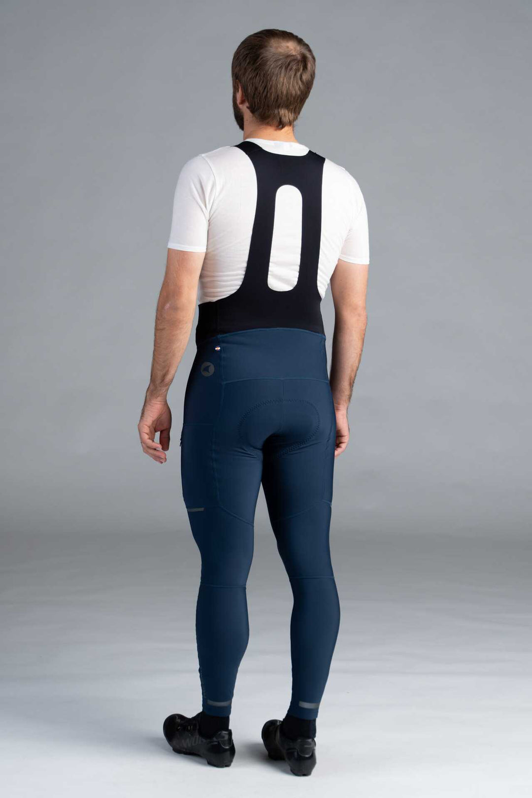 Men's Navy Blue Thermal Cycling Bib Tights - Back View