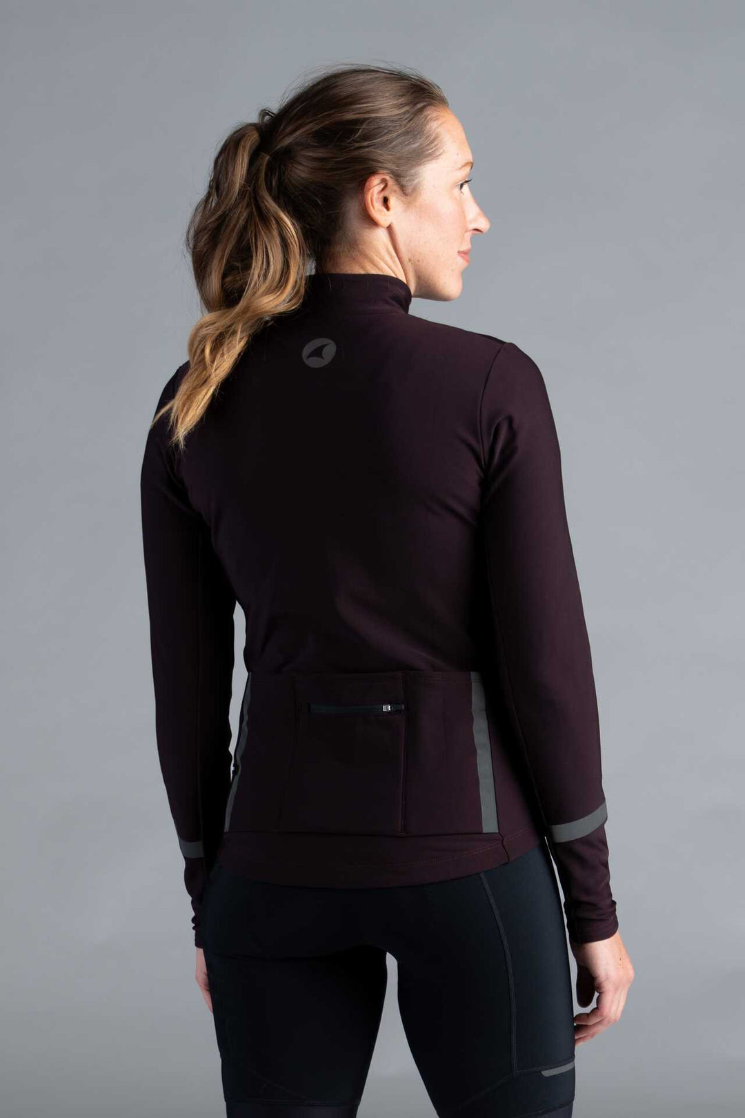 Women's Maroon Thermal Cycling Jersey - Back View