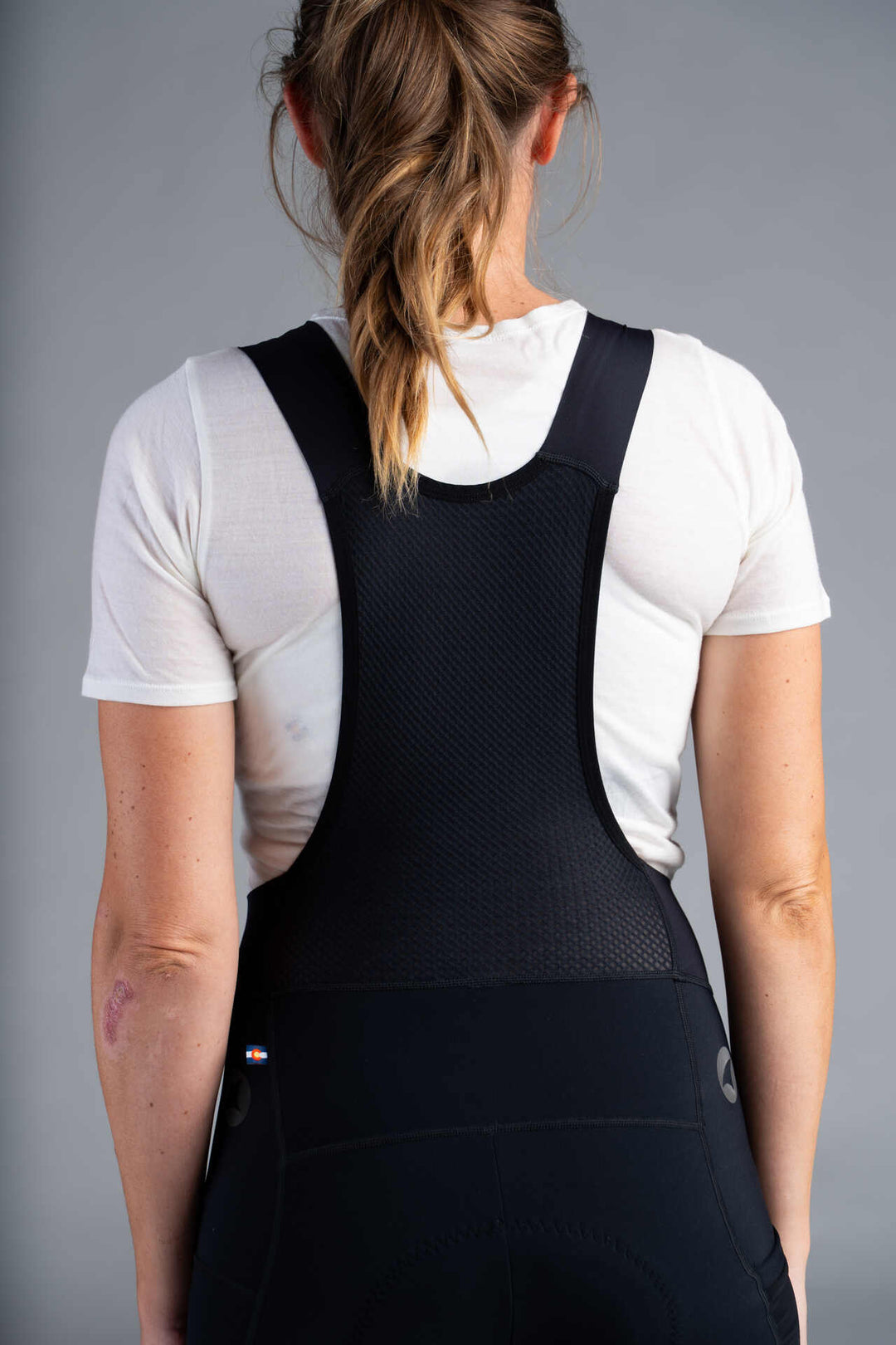 Women's Black Thermal Cargo Cycling Bib Shorts - Back Uppers
