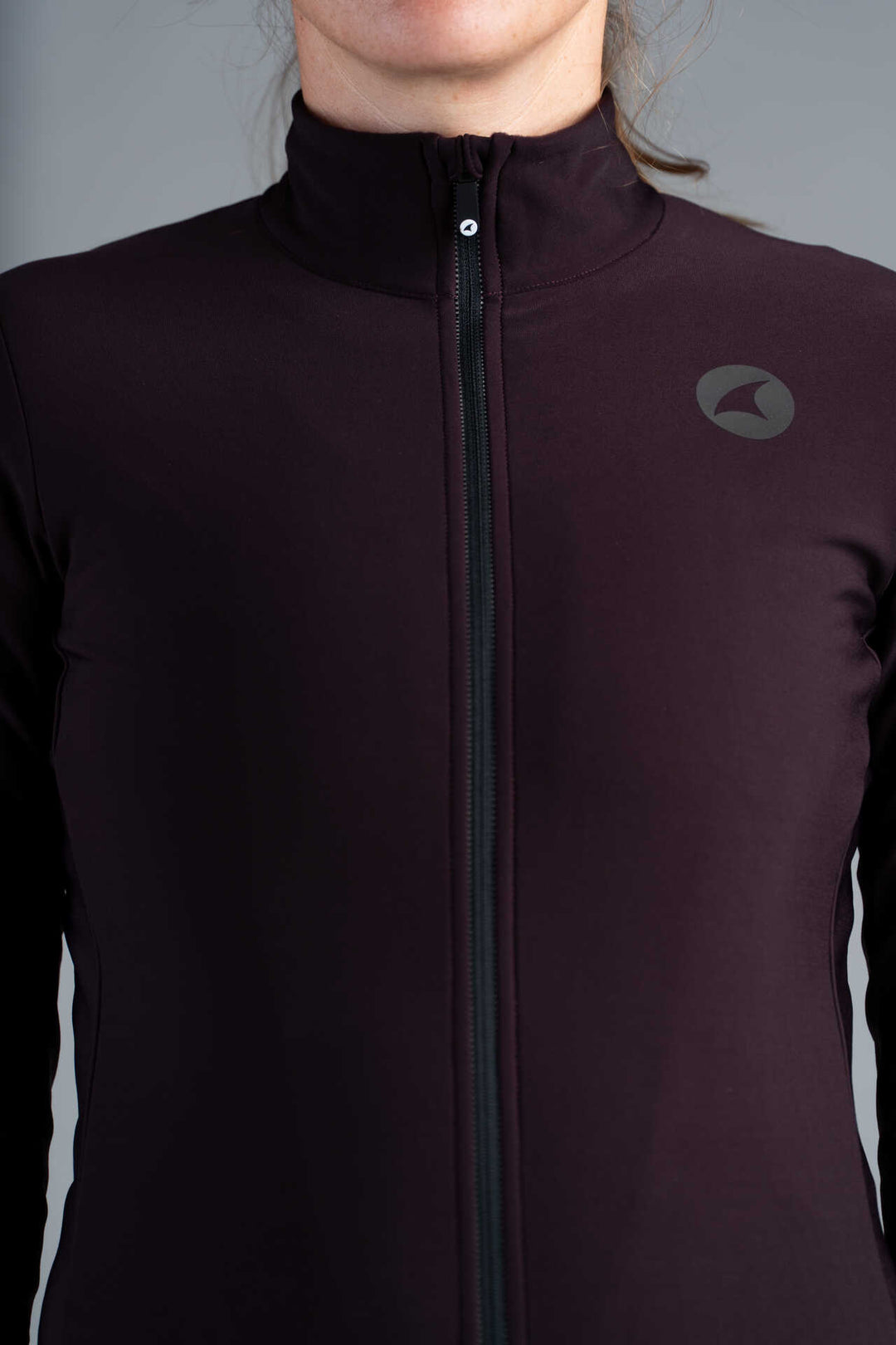 Women's Maroon Thermal Cycling Jersey - Zipper & Collar