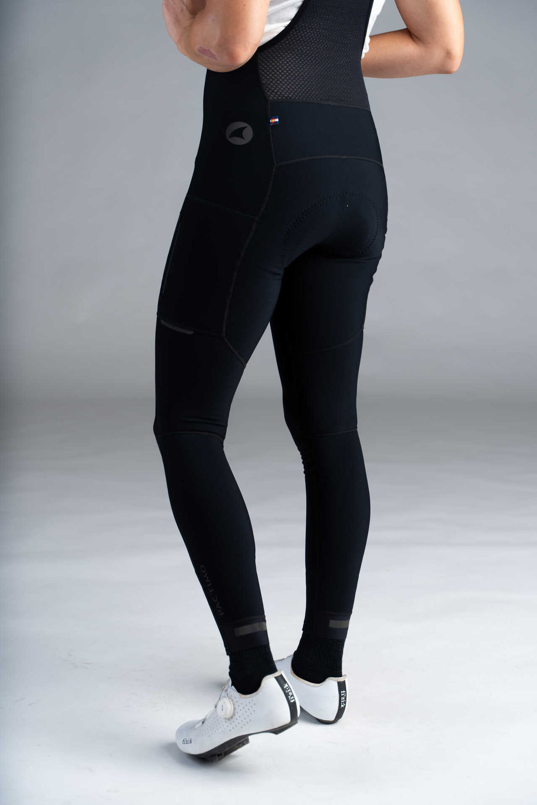 Women's Black Thermal Cargo Cycling Bib Tights - Side View