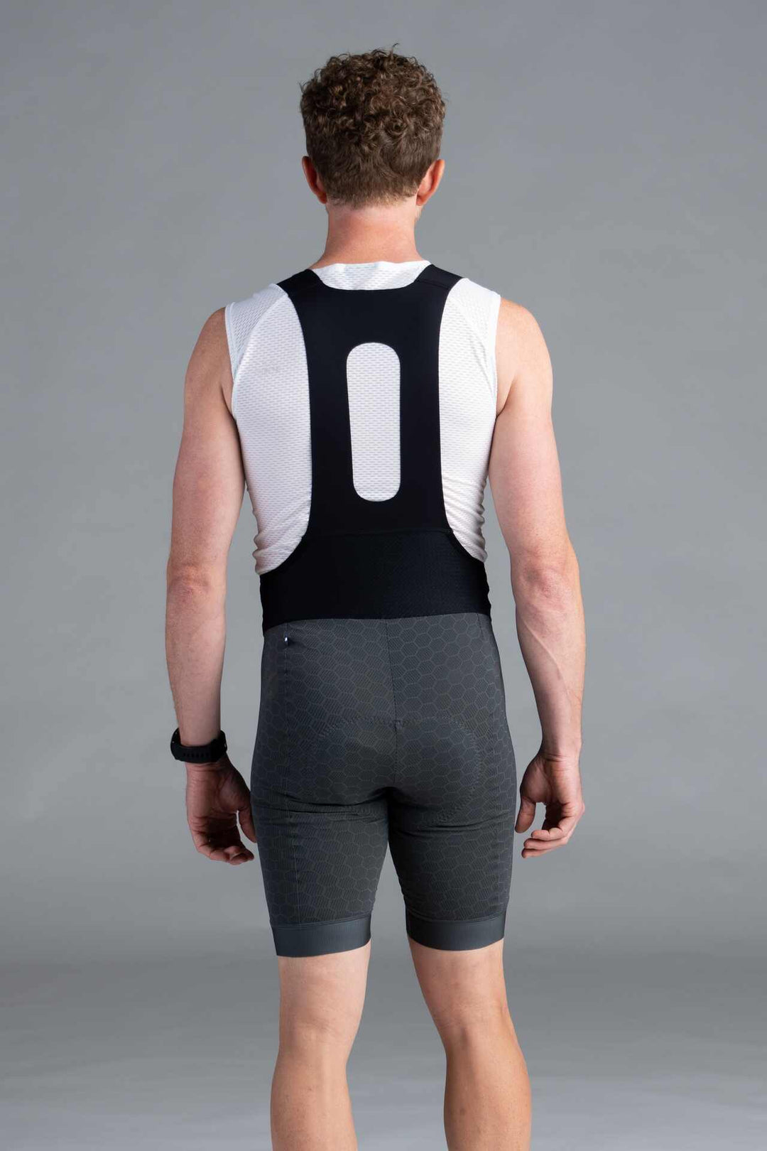 Men's Grey 12-Hour Cycling Bibs - Back View