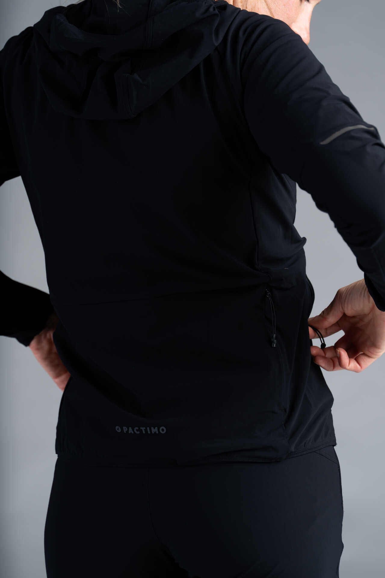 Women's Packable Black Lightweight Cycling Jacket - Back Pocket