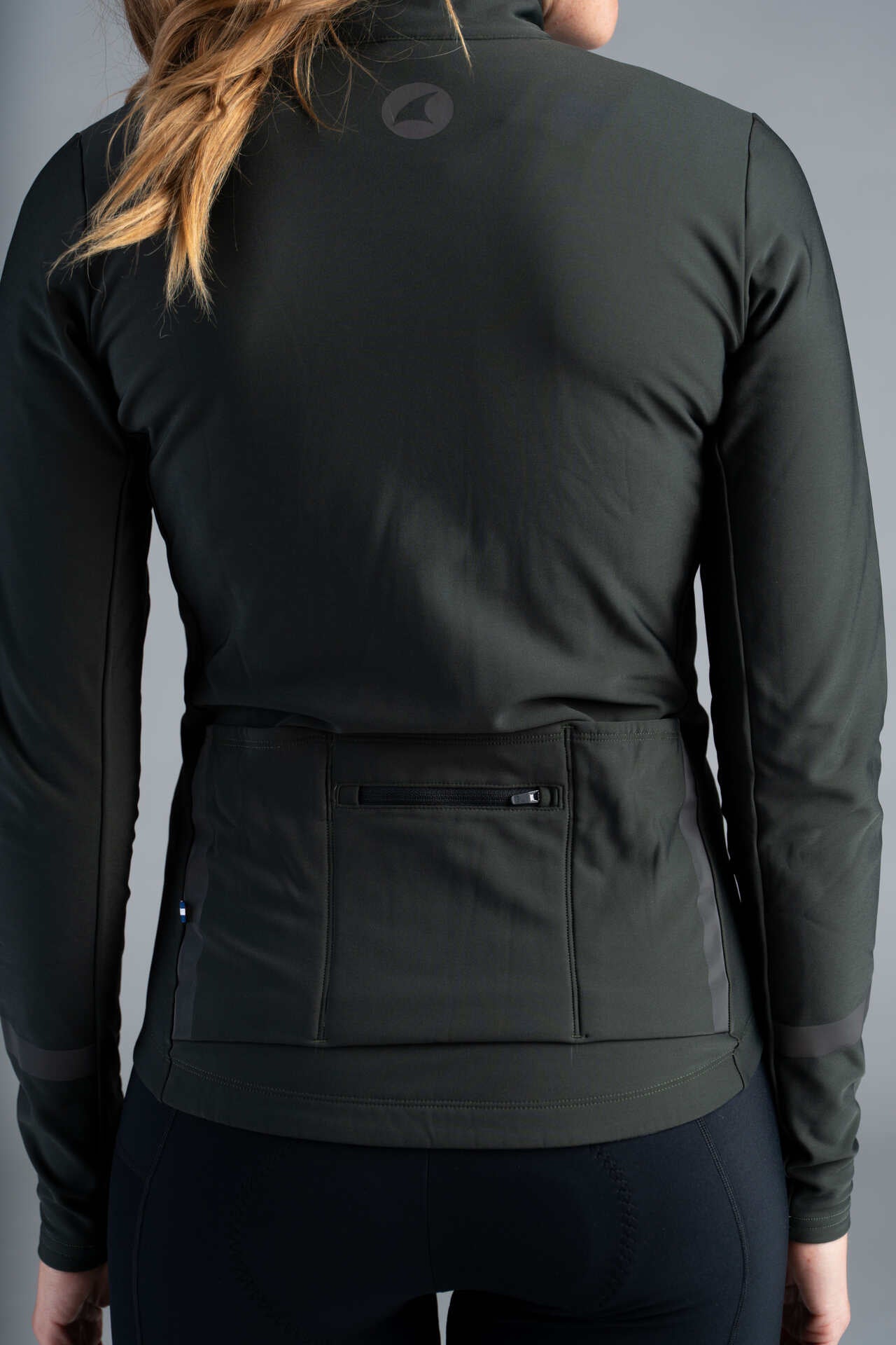 Women's Dark Green Thermal Cycling Jersey - Back Pockets