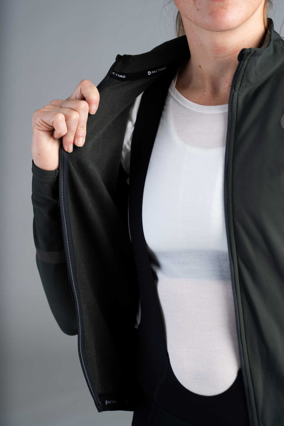 Women's Dark Green Thermal Cycling Jersey - Thermal Liner