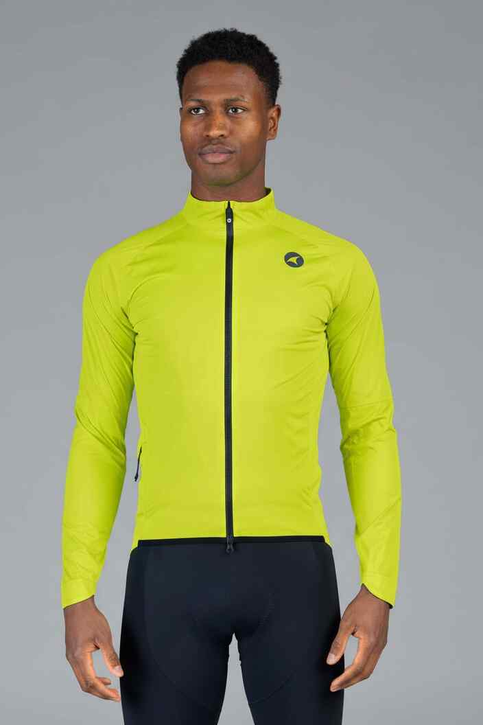 Men's Hi-Viz Waterproof Cycling Rain Jacket - Front View