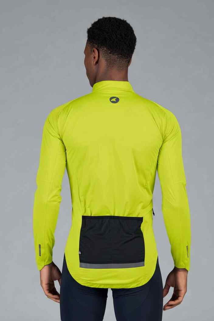 Men's Hi-Viz Waterproof Cycling Rain Jacket - Back View