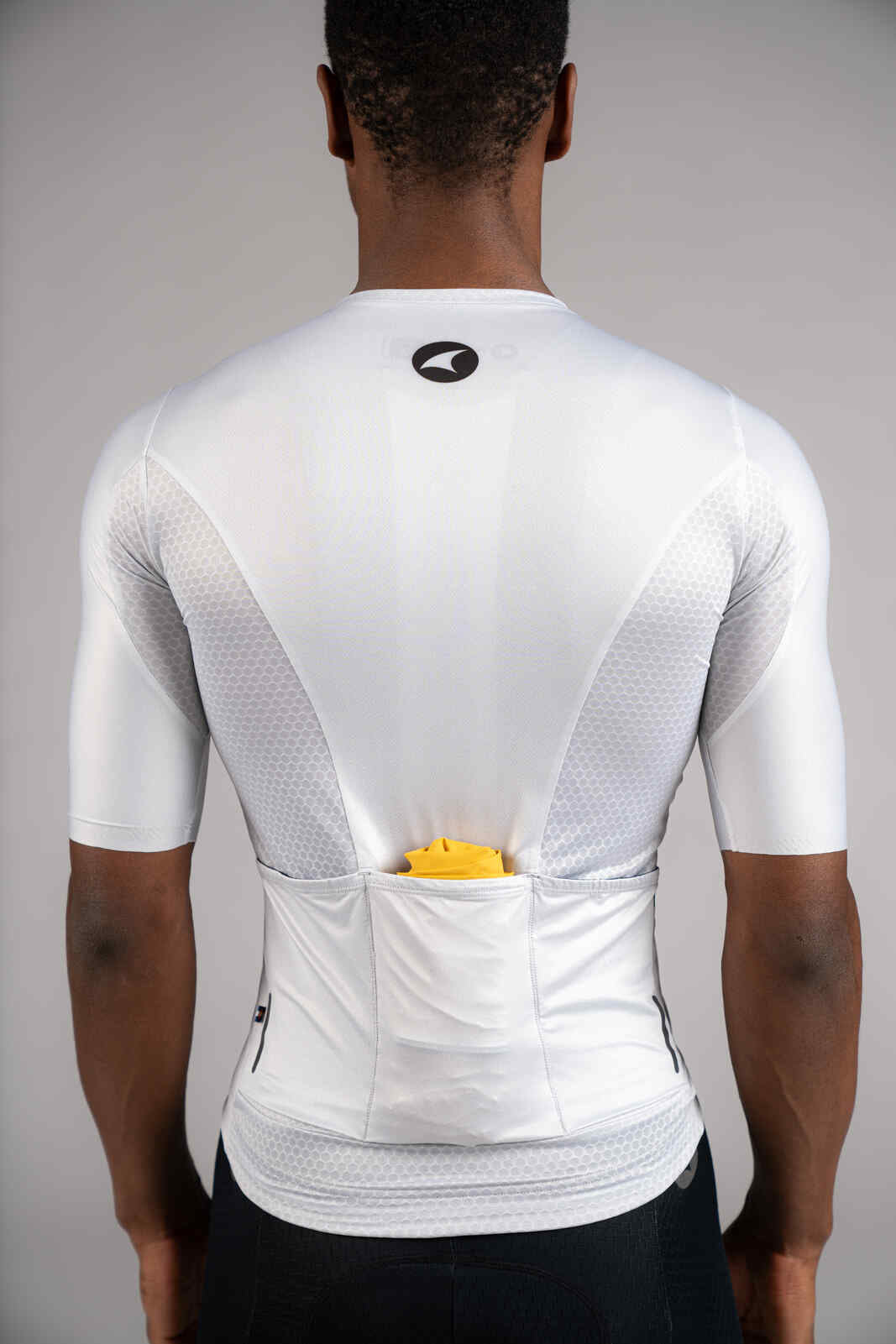 Men's Packable Golden Yellow Cycling Wind Jacket - In Back Pocket