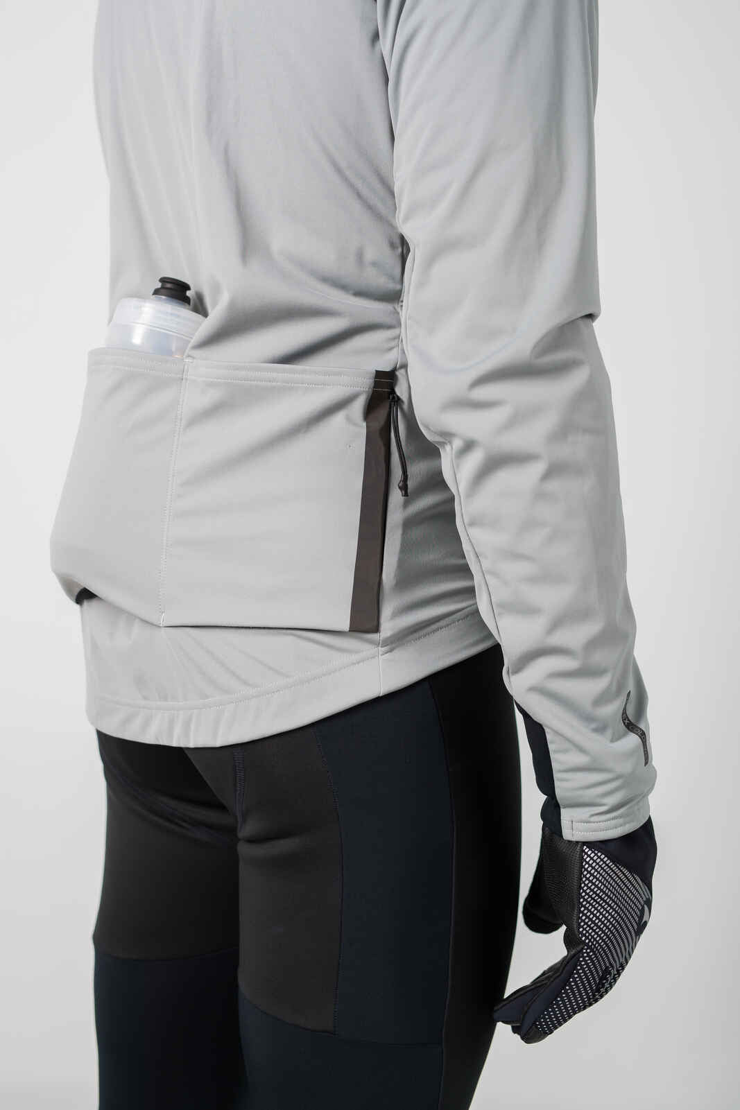 Gray Winter Cycling Jacket - Back Pockets