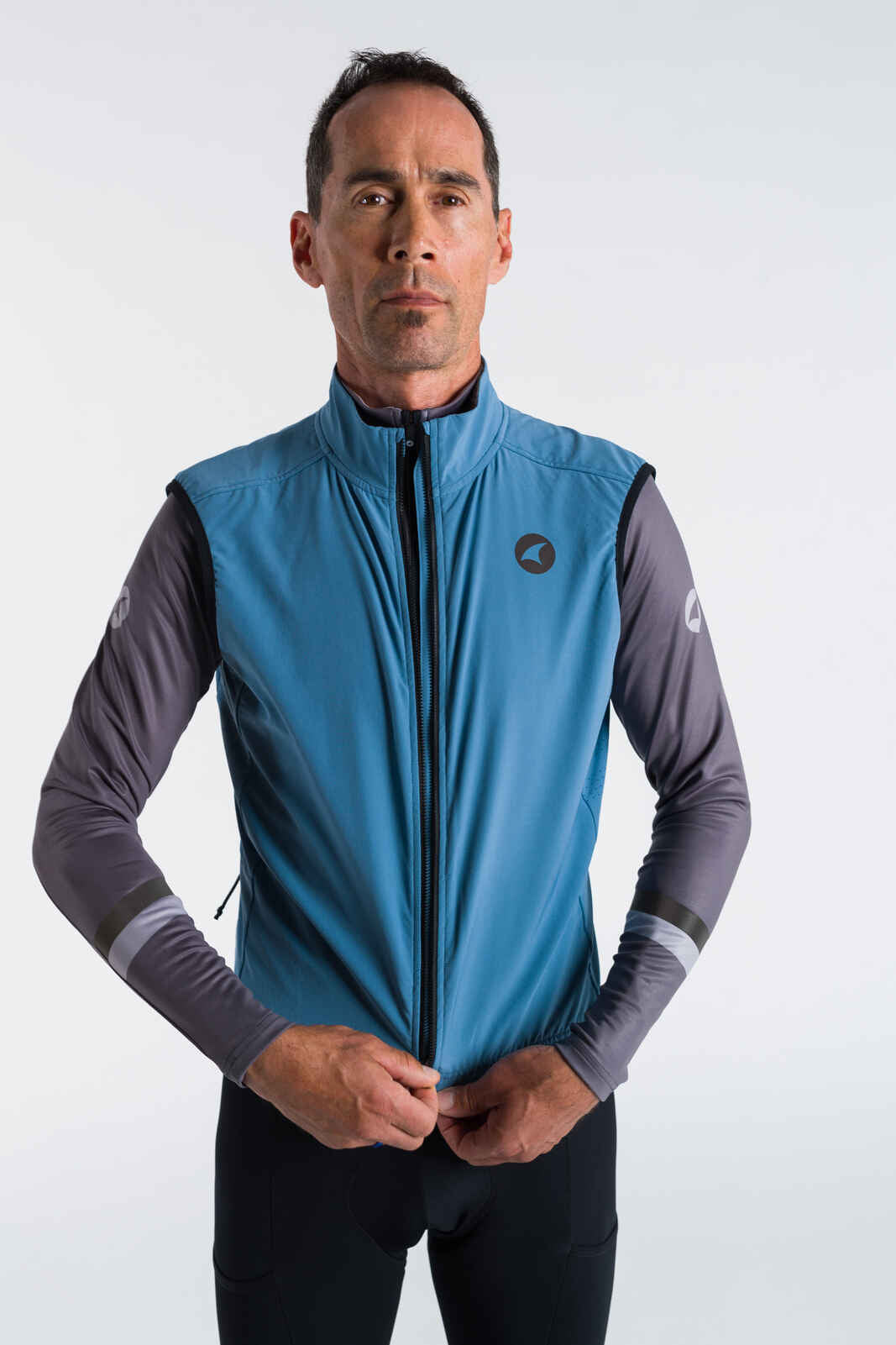 Men's Blue Thermal Cycling Vest - Double Zipper