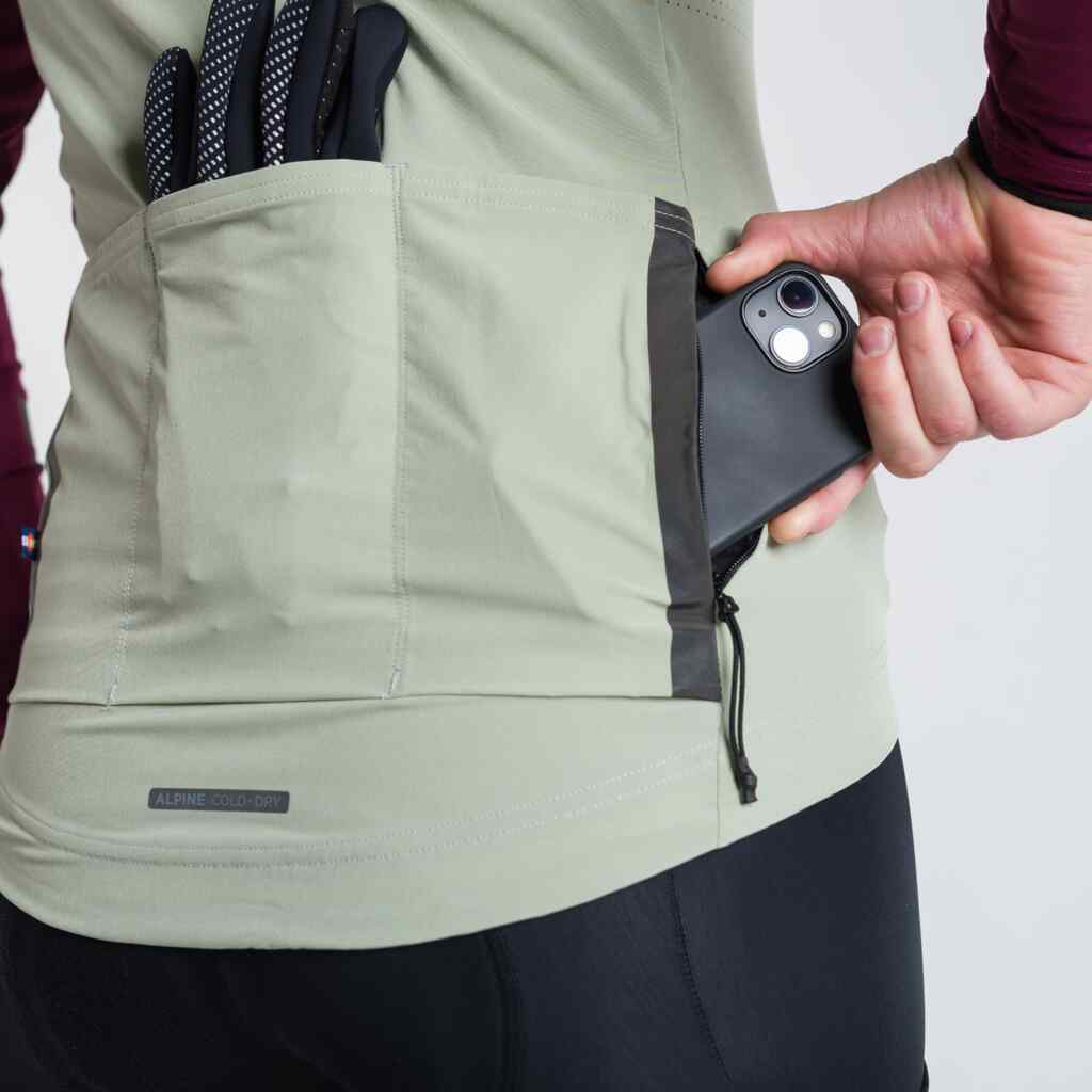 Women's Sage Green Thermal Cycling Vest - Alpine Zipped Pocket
