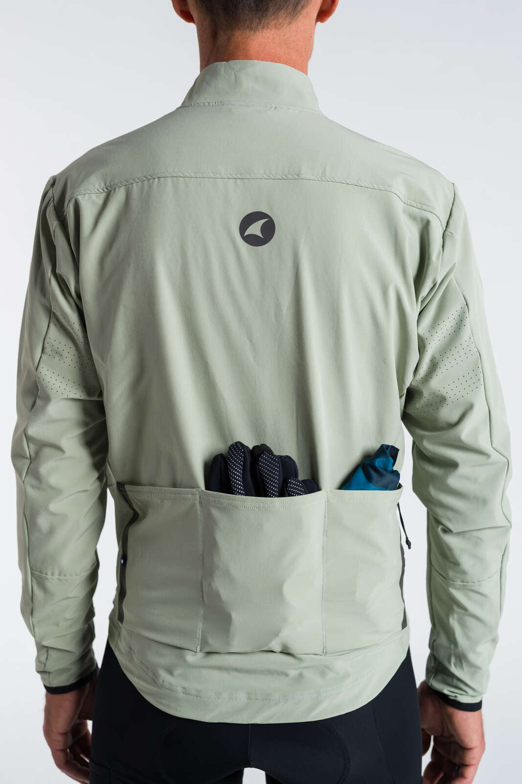 Men's Sage Green Winter Cycling Jacket - Back Pockets