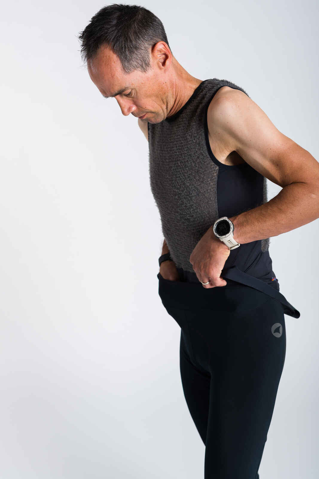 Men's Polartec Alpha Core Thermal Cycling Base Layer - On Body Close Up