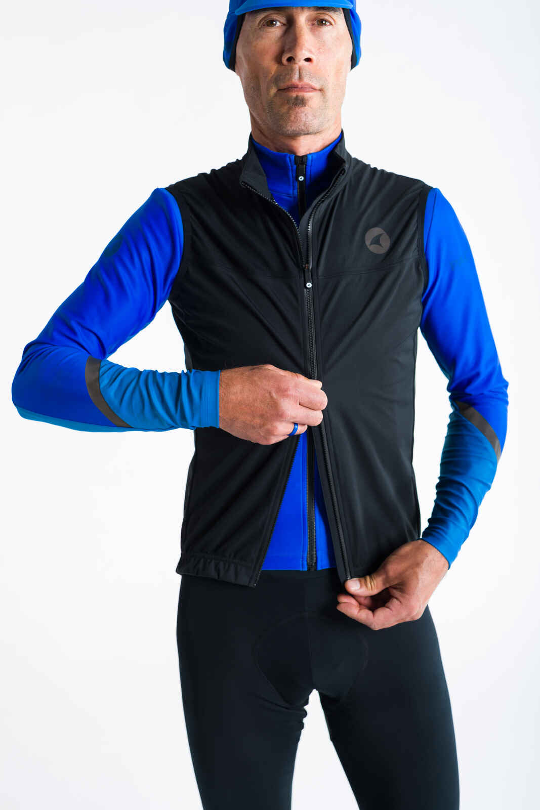 Men's Black Cycling Vest - Storm+ Two-Way Zipper