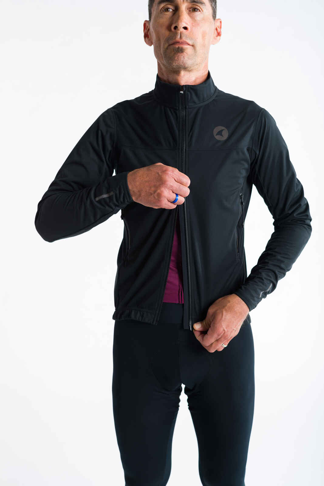 Mens Cycling Jacket for Cold Wet Weather - Two-Way Zipper