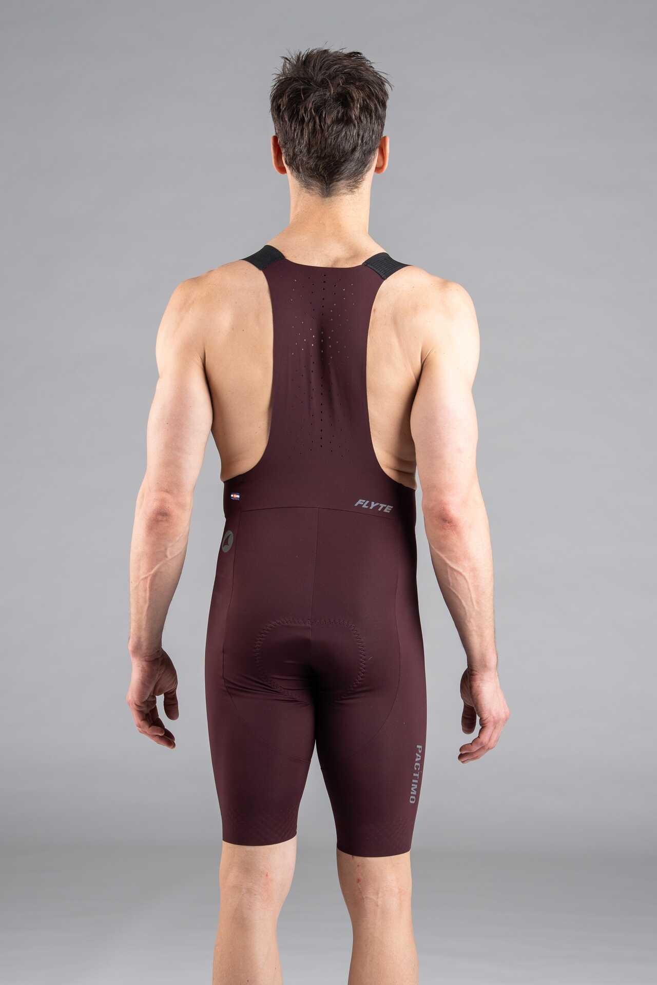Men's Burgundy Flyte Cycling Bibs - Back View