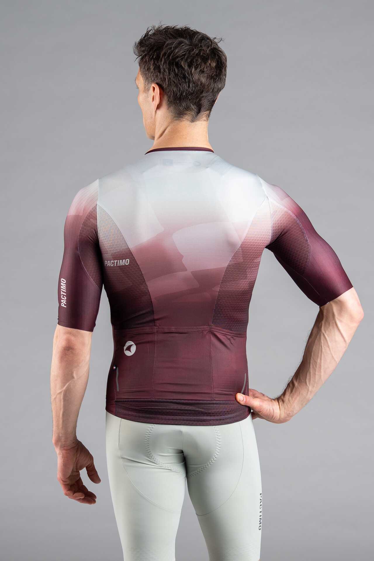 Men's Burgundy and White Flyte Cycling Jersey - Back View