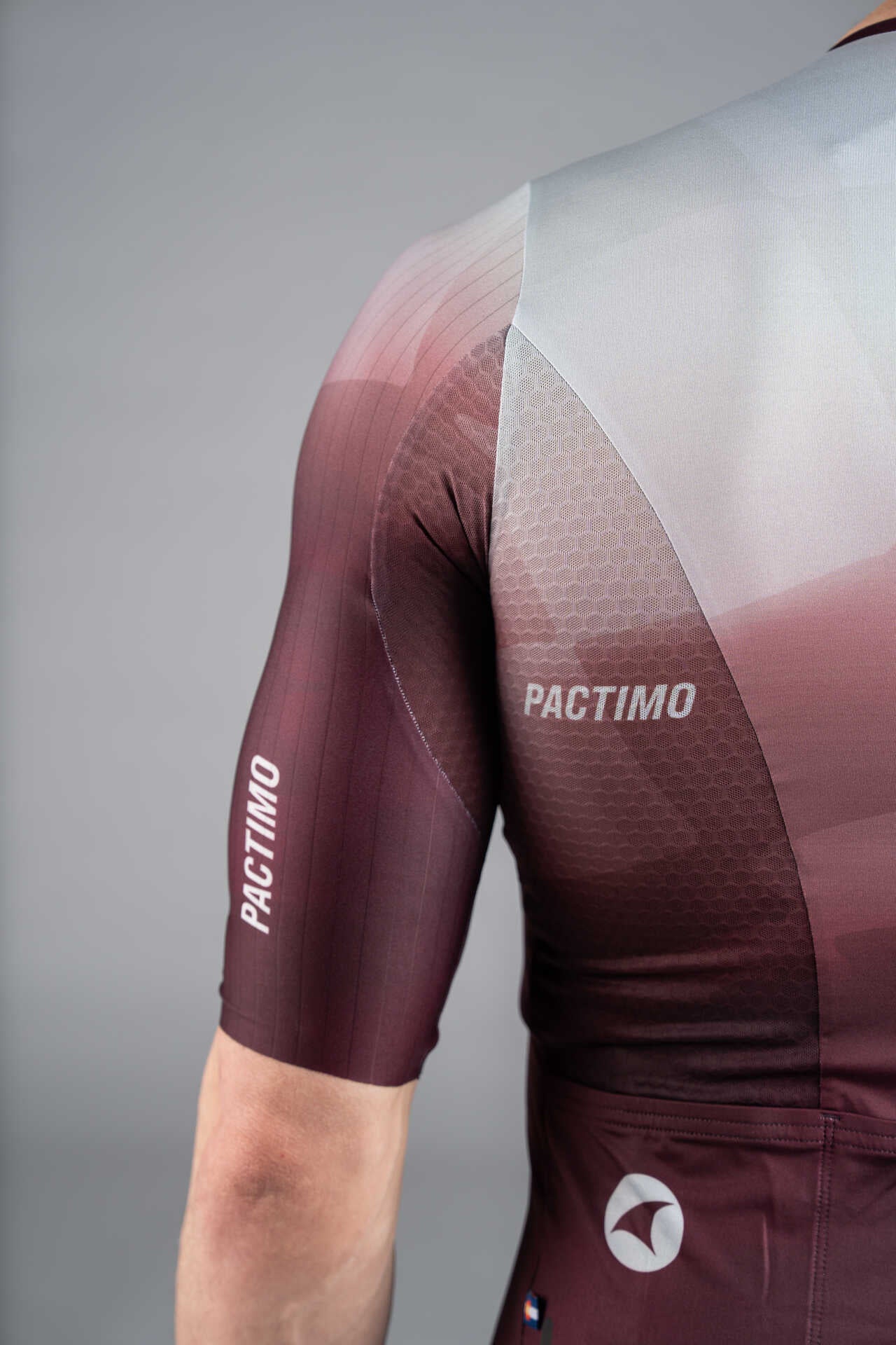 Men's Burgundy and White Flyte Cycling Jersey - Mesh Underarms