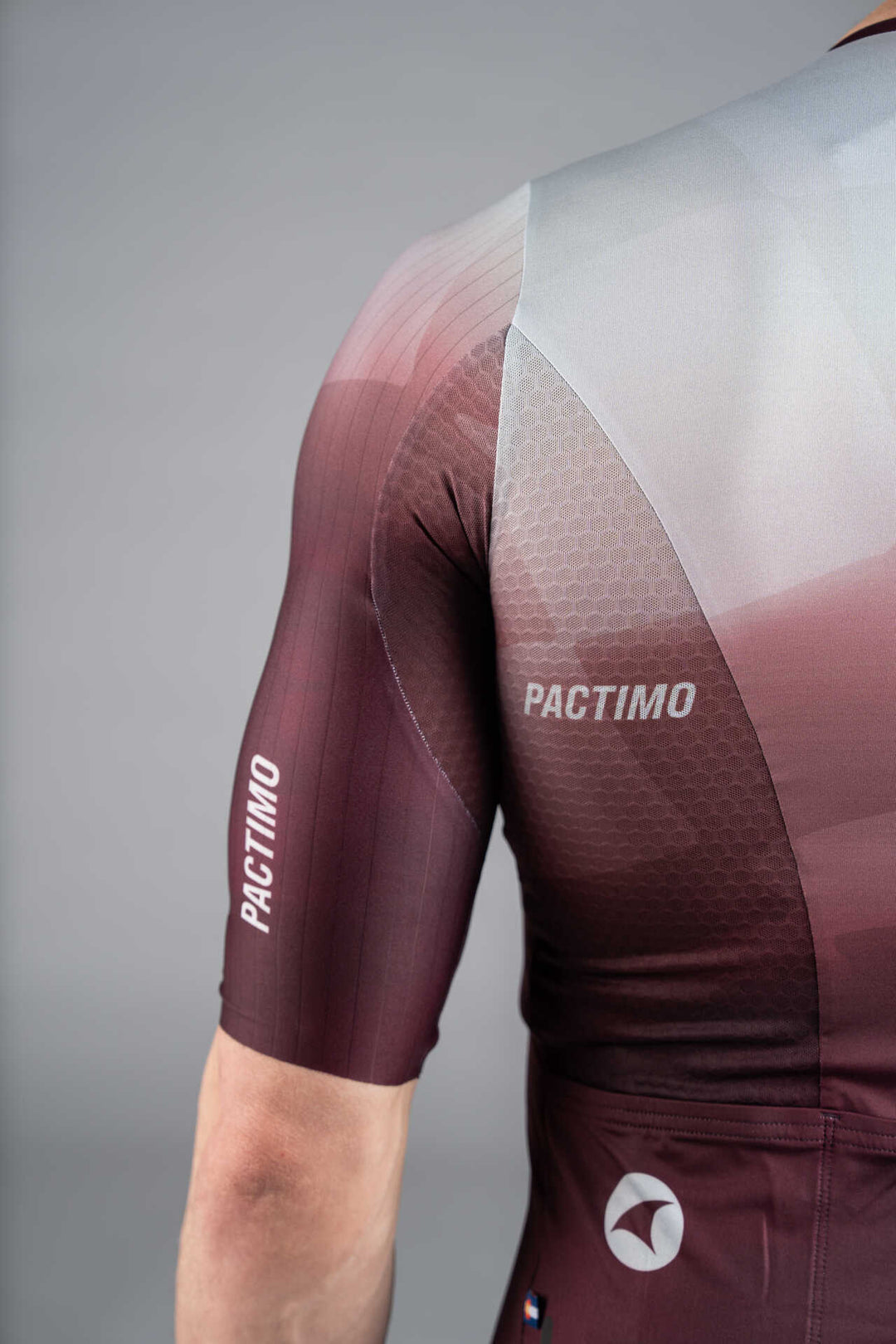 Men's Burgundy and White Flyte Cycling Jersey - Mesh Underarms