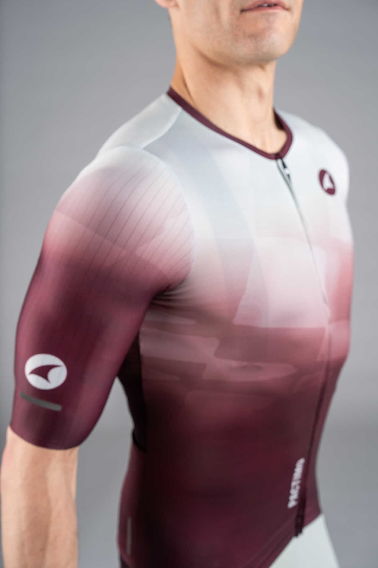 Men's Burgundy and White Flyte Cycling Jersey - Speed Sleeve