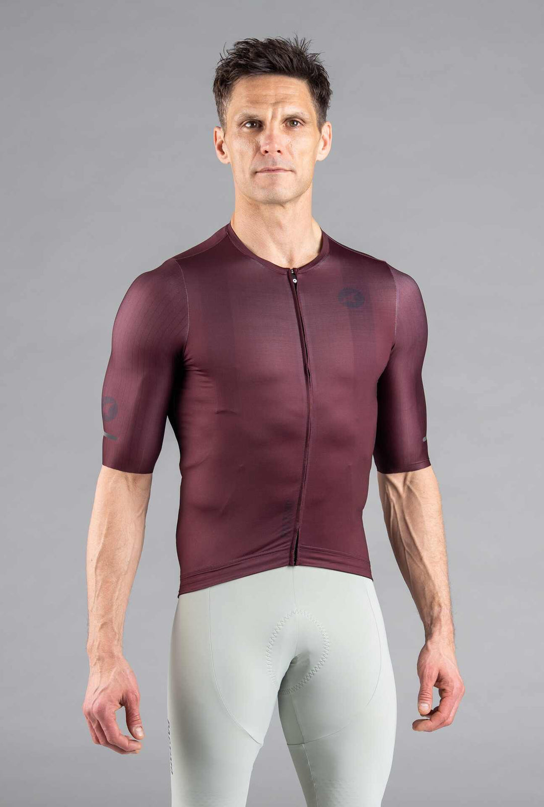 Men's Burgundy Flyte Cycling Jersey - Front View
