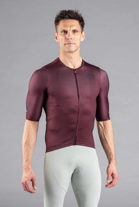 Men's Burgundy Flyte Cycling Jersey - Front View