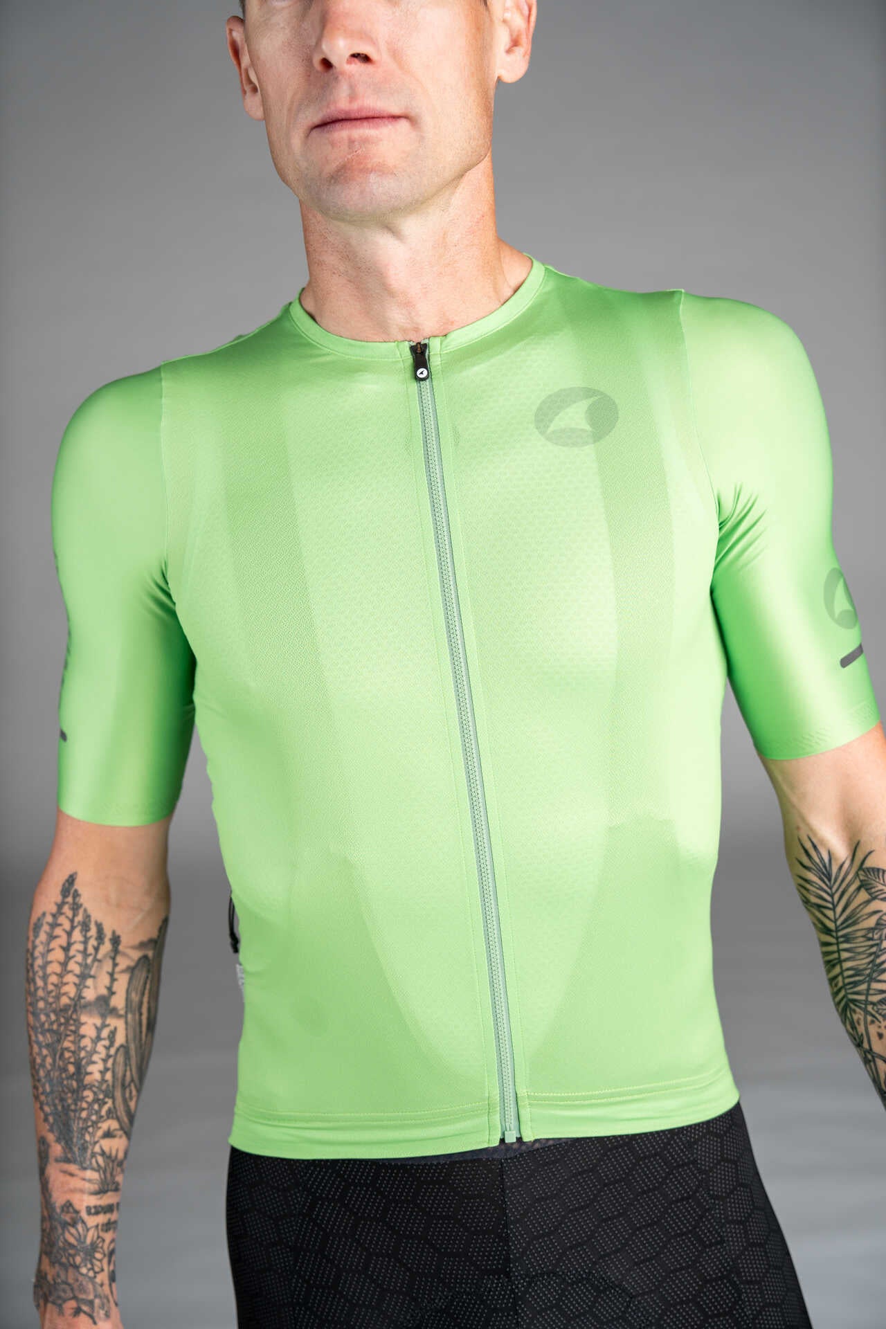 Men's Light Green Range Aero Cargo Cycling Jersey - Zipper