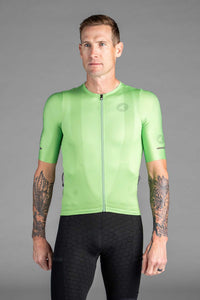 Men's Light Green Range Aero Cargo Cycling Jersey - Front View