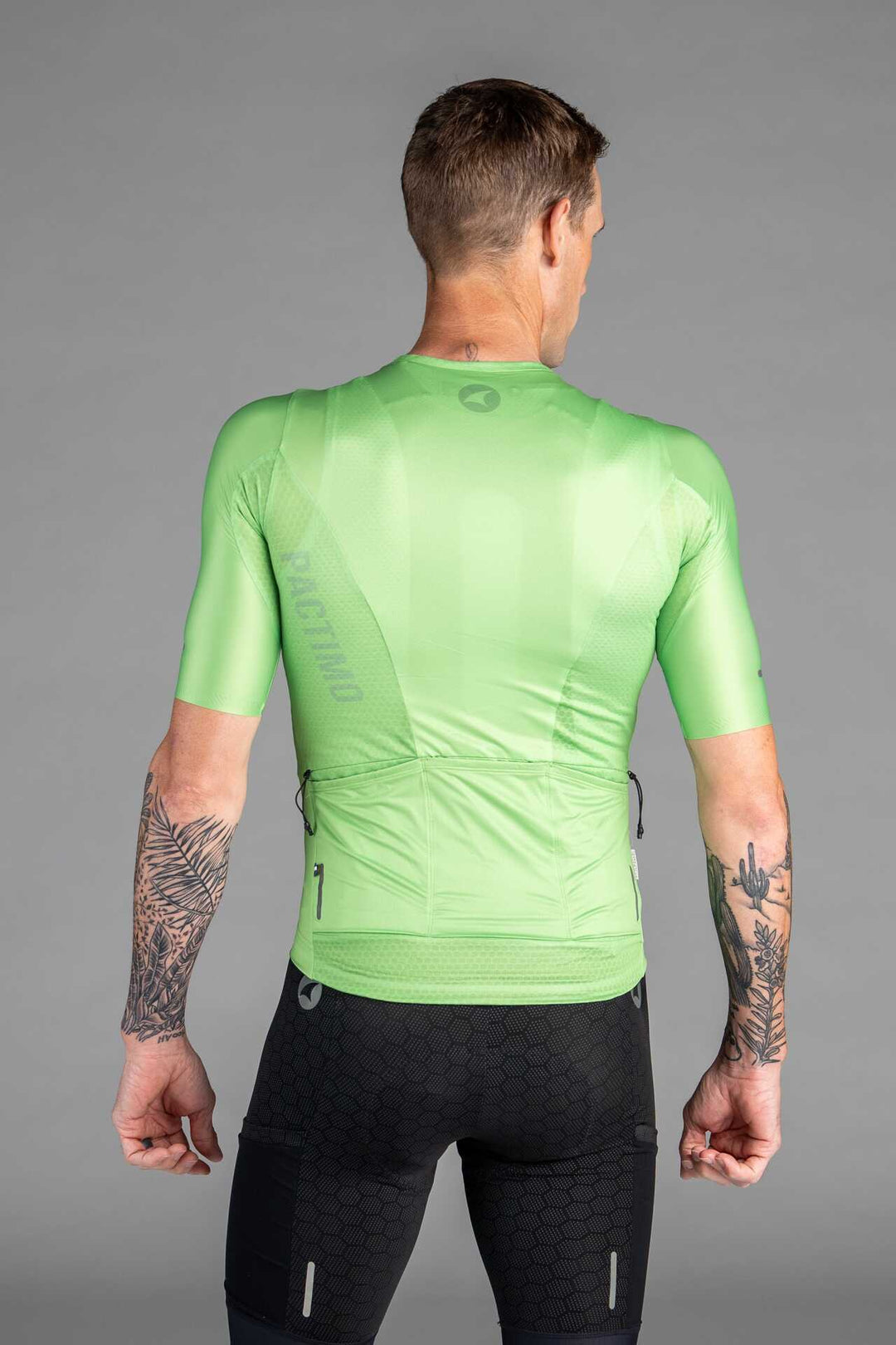 Men's Light Green Range Aero Cargo Cycling Jersey - Back View