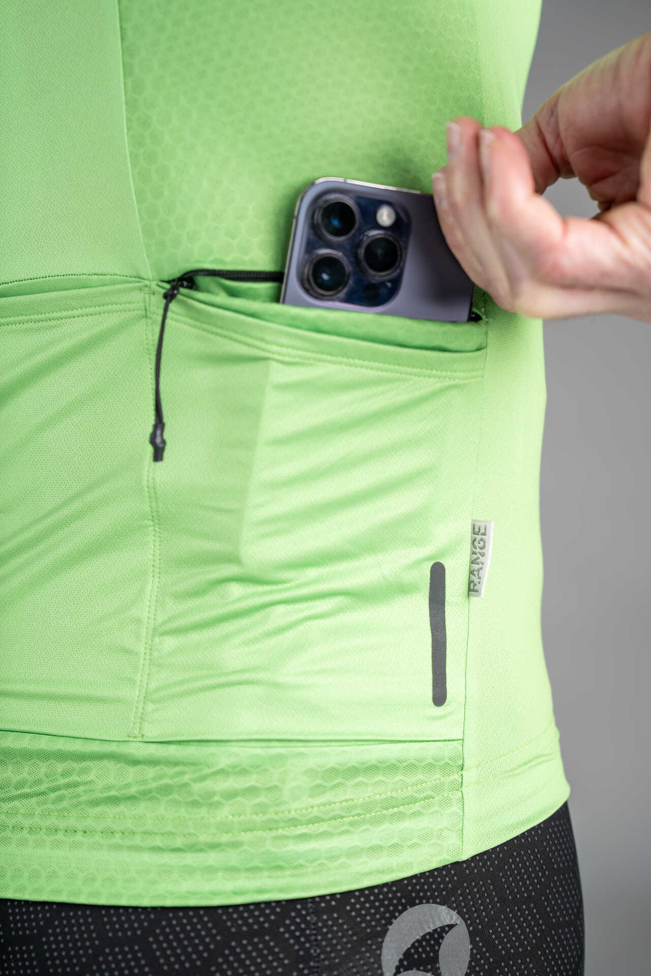 Men's Light Green Range Aero Cargo Cycling Jersey - Zippered Back Pocket