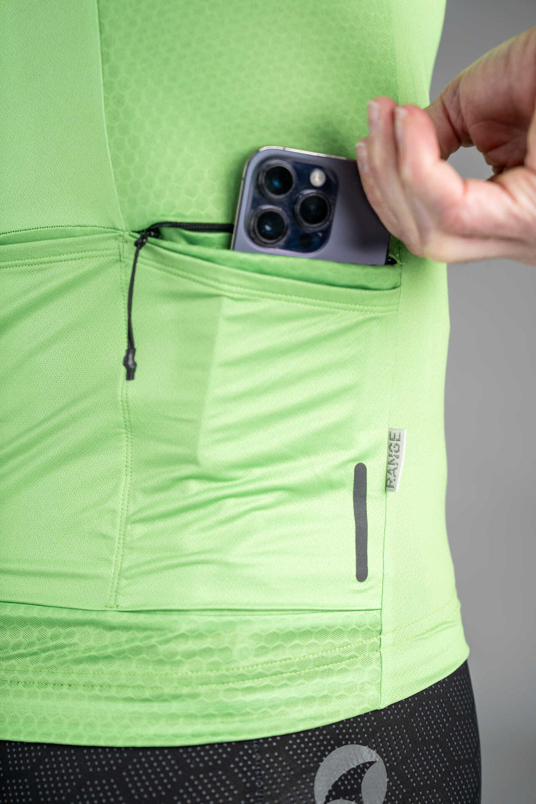 Men's Light Green Range Aero Cargo Cycling Jersey - Zippered Back Pocket