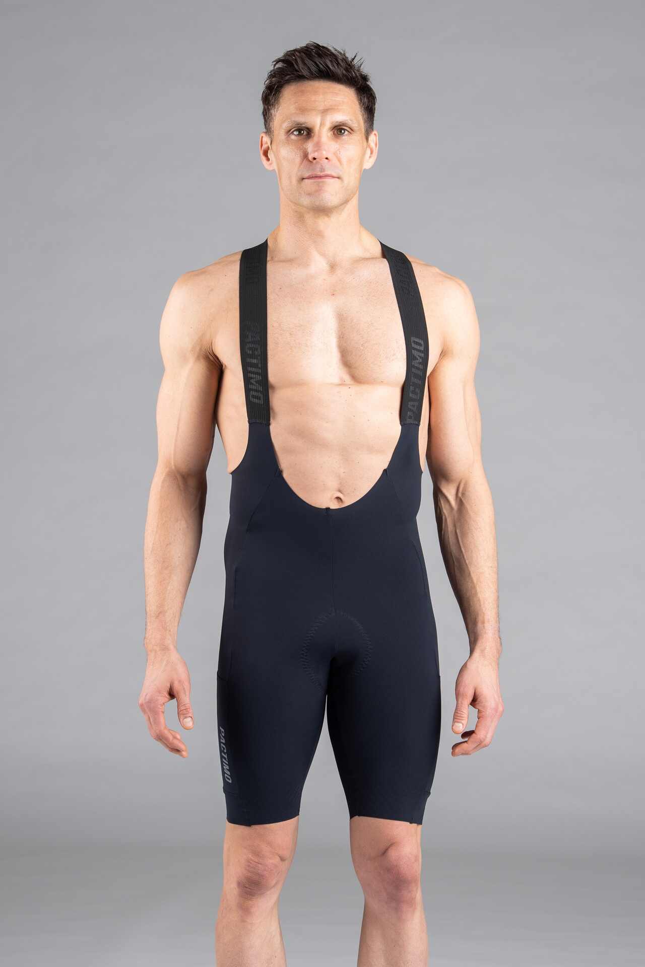 Mens Black Flyte Cargo Cycling Bibs - Front View