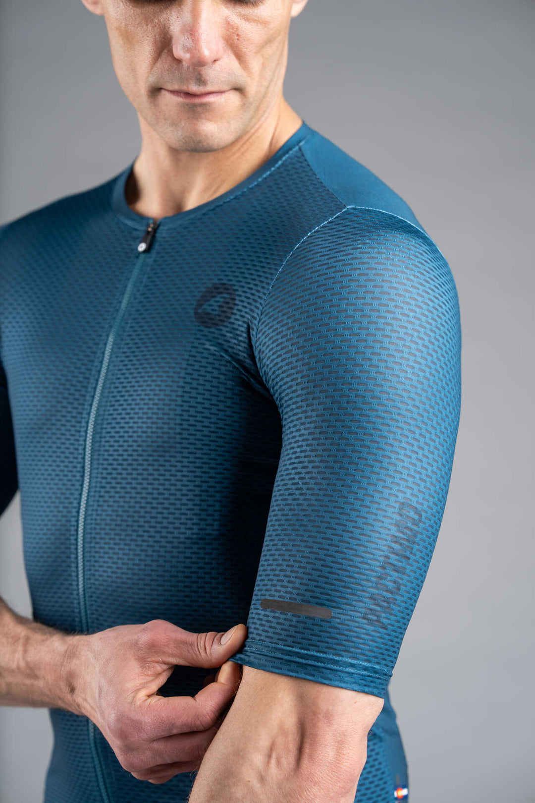 Men's Teal Summit Aero Mesh Cycling Jersey - Mesh Sleeve
