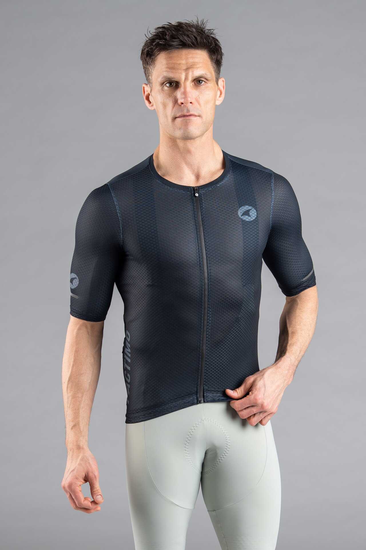 Men's Black Summit Aero Mesh Cycling Jersey - Front View