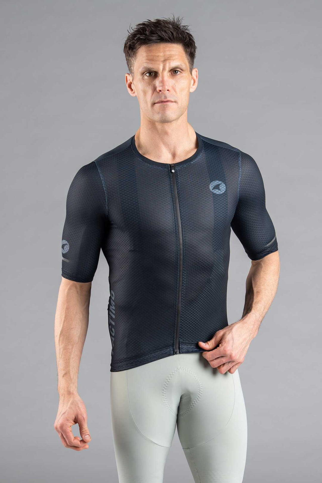 Men's Black Summit Aero Mesh Cycling Jersey - Front View