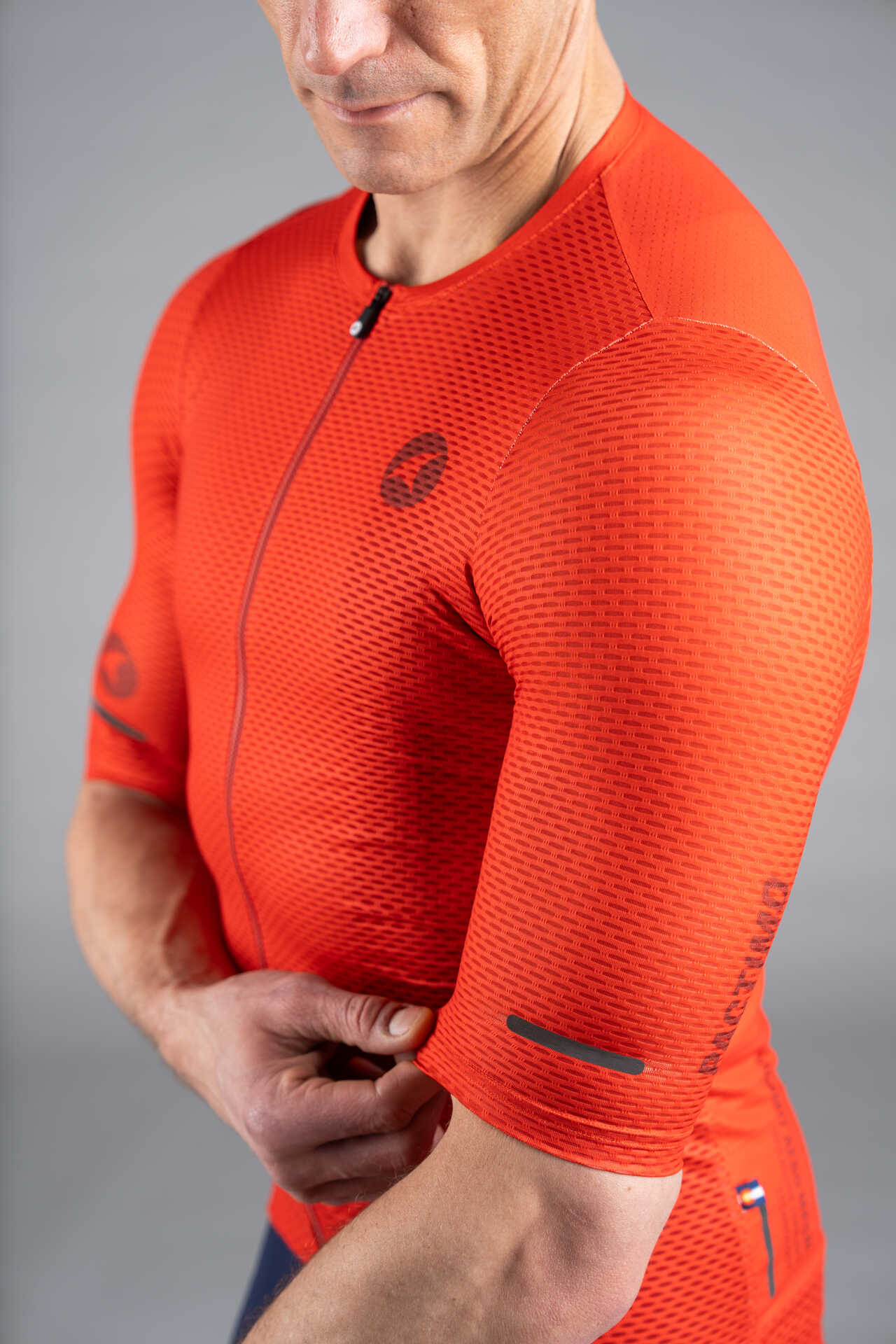 Men's Red Summit Aero Mesh Cycling Jersey - Sleeve