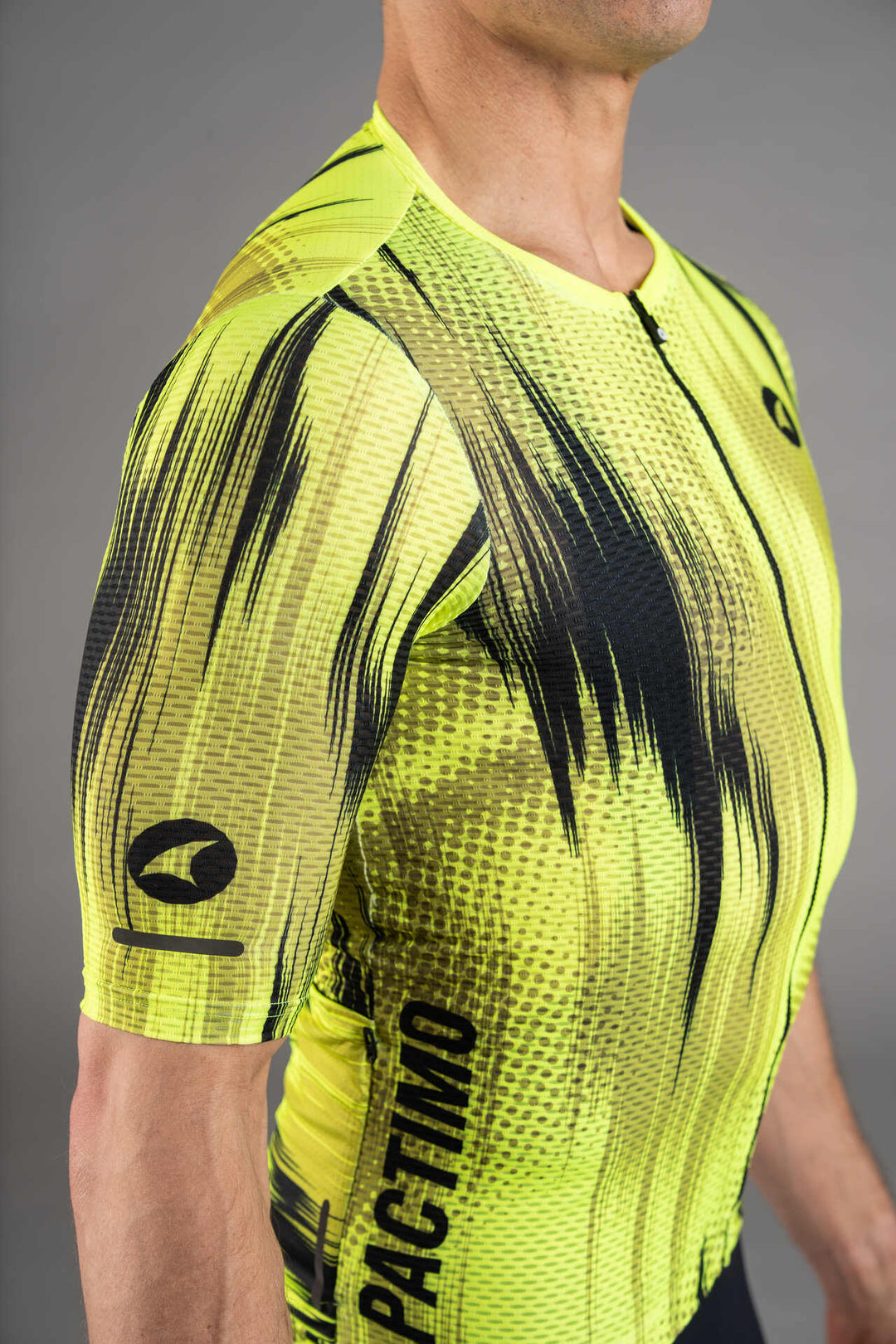 Men's Black and High Viz-Yellow Summit Aero Mesh Cycling Jersey - Sleeve